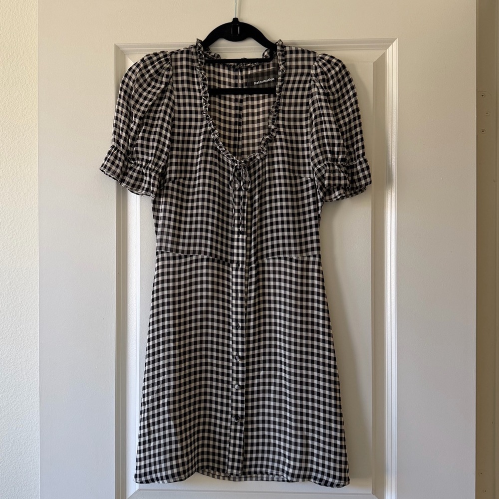 NEW Reformation Black and White Checkered Dress